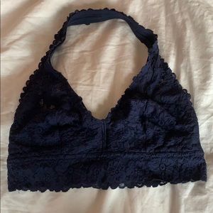 Navy Lace Halter Bralette